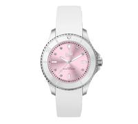 Ice-Watch - ICE steel White pastel pink - Silbergraue Damenuhr mit Silikonarmband - 020366 (Small)