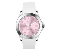 Ice-Watch - ICE steel White pastel pink - Weiße Damenuhr mit Silikonarmband - 020382 (Medium)
