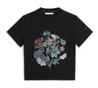 Icebreaker Damen 150 Tech Lite Crop NZ Flora T-Shirt (Größe S, schwarz)