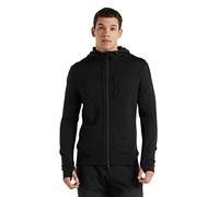 Icebreaker Merino Herren Quantum III Langarm Wolle Athletic Zip Up Kapuzenpullover, Schwarz, Größe M