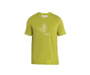Icebreaker Wander-Tshirt Tech Lite II SS Skiing Yeti (100% Merino, Stoffstärke 150 Ultralight) limegrün Herren, Größe XXL
