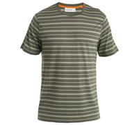 Icebreaker - Wave S/S Tee Stripe - Merinoshirt, Gr. L, loden / s (Loden/Lichen/Snow/S)