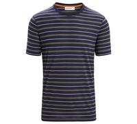 Icebreaker - Wave S/S Tee Stripe - Merinoshirt, Gr. S, blau/ loden (MidnightNavy/Loden)