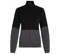 Icebreaker - Women's Merino 400 RealFleece Descender L/S Zip - Merinojacke, Gr. S, schwarz/grau (Black/Obsidian/CB)