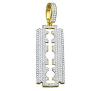 .iced-out. 925 Sterling Silber Micro Pave Anhänger - Rasierklinge gold