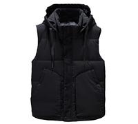 Icegrey Herren Daunenweste mit Kapuze ärmellos leicht Bodywarmer Steppweste Warm Gilet Stehkragen, Schwarz, 4XL