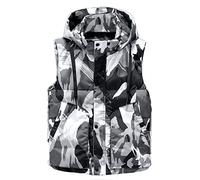 Icegrey Herren Daunenweste mit Kapuze ärmellos leicht Bodywarmer Steppweste Warm Gilet Stehkragen, Tarnung, 4XL