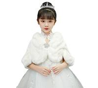 Icegrey Mädchen Bolero Jacke Kunstpelz Bolero Festlich Schulterjacke Top Partykleid Kommunionkleid Taufkleid, Weiß 1, 6-8 Years