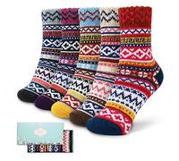 ICEIVY Damensocken, weiche Strickwolle, Winter, dick, warm, flauschig, Crew-Socken, 5er-Pack - - Large