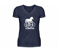 Icelandic Horse Islandpferde V-Neck Damenshirt - Dunkel-Blau / XXL