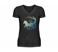 Icelandic Horse Islandpferde V-Neck Damenshirt - Schwarz / XXL