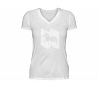Icelandic Horse Islandpferde V-Neck Damenshirt - Weiß / L