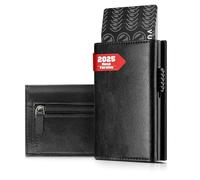 IceReco Portmonee Herren Reisepasshülle Leder Slim Wallet mit Münzfach Geldbörse Kartenetui Klein/Mini Karten Geldbeutel Kartenhalter Portemonnaie mit RFID Schutz Brieftasche Portemonaie