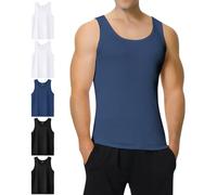 IceReco Tank Top Herren Sport Business Unterhemd Herren 100% Baumwolle Tanktop Herren Gym 5er Pack Unterhemden Herren Schwarz Weiss Blau Achselshirts Herren Muskelshirt XXL