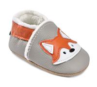 IceUnicorn Krabbelschuhe Baby Winter Krabbelschuhe Gefüttert Plüsch Hausschuhe Baby Lauflernschuhe Warm Weiche Leder Babyschuhe(Grau Orange HL, 0-6 Monate)