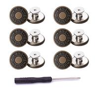 ICEYLI Knöpfe zum Nähen von Metalljeans, 17 mm, nagellos, abnehmbare Jeansknöpfe, Combo Gewindenieten und Schraubendreher, passend für jede Cowboy-Kleidung, Jacken, Hosen, Taschen, 12 Stück