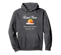Ich Bin auf Flusszeit - Tausend Inseln Clayton NY St. Lawrence Pullover Hoodie, Unisex für Erwachsene, Anthrazit Meliert, L