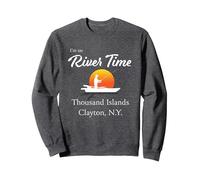 Ich Bin auf Flusszeit - Tausend Inseln Clayton NY St. Lawrence Sweatshirt, Unisex für Erwachsene, Anthrazit Meliert, L
