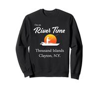 Ich Bin auf Flusszeit - Tausend Inseln Clayton NY St. Lawrence Sweatshirt, Unisex für Erwachsene, Schwarz, L