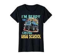 Ich Bin bereit, den High School Monster Truck zu vernichten Zurück zur Schule Preisgünstiges Grafik-T-Shirt, Damen, Schwarz, S