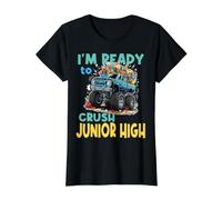 Ich Bin bereit, den Junior High Monster Truck Back to School zu vernichten Preisgünstiges Grafik-T-Shirt, Damen, Schwarz, M