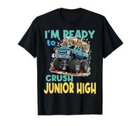 Ich Bin bereit, den Junior High Monster Truck Back to School zu vernichten Preisgünstiges Grafik-T-Shirt, Herren, Schwarz, M