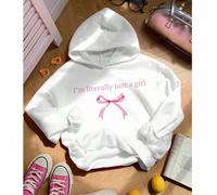 Ich bin wirklich nur ein Mädchen, Schmetterling Muster, Tween-Mädchen lässiger minimalistischer Kapuzenpullover aus Fleece mit Langarm für Herbst und