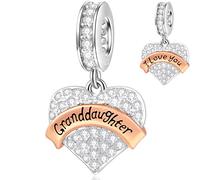 Ich liebe dich Enkelin Charms passt Pandora Muttertag Armband, 925 Sterling Silber Pave Klar CZ Grandaughter Anhänger Perlen, Geschenke für Enkel/Oma/Grand Daughter