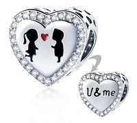 Ich Liebe Dich Junge und Mädchen Herz Charms passen Pandora Valentinstag Armband, 925 Sterling Silber I Love You Boy and Girl Heart Perlen mit CZ, Geschenke für verheiratete Paar/Weihnachten