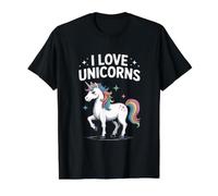 Ich Liebe Einhörner Rainbow Fantasy Fun Preisgünstiges Grafik-T-Shirt, Herren, Schwarz, M