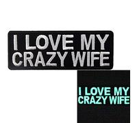 Ich liebe meine verrückte Frau Komisch Bestickter Glühen Im Dunklen Aufnäher zum Aufbügeln/Annähen