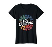 Ich Liebe Quilt-Enthusiast Craft Design Preisgünstiges Grafik-T-Shirt, Damen, Schwarz, XS
