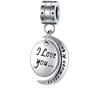Ich liebe Sie auf den Mond und zurück Charms passen Pandora Valentinstag Armband, 925 Sterling Silber I Love You To The Moon And Back Anhänger, Hochzeit Geschenke für Ehefrau/Ehemann/Braut