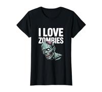 Ich Liebe Zombies Creepy Undead Head Preisgünstiges Grafik-T-Shirt, Damen, Schwarz, S