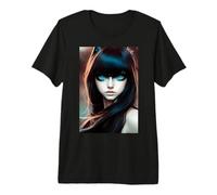 Ich spioniere mit Meinem Katzenauge - Digitales Katzenmädchenporträt Premium T-Shirt