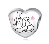 Ich und mein Hund Perlen Charme, 925 Sterling Silber Charme Armband Zubehör, kompatibel mit Pandora Armband Halskette