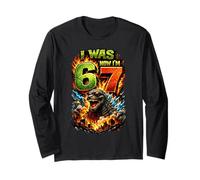 Ich war 6 Jetzt Bin ich 7 Geburtstag 67 Meme Japanese Monster Kids Langarmshirt
