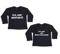 Ich war geplant & Ich war die Überraschung Twin-Set Baby Sweatshirt 268.0149 (6-12 Monate, schwarz/schwarz)