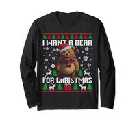 Ich will einen Bären zu Weihnachten, hässlicher Pullover, Braunbär, für Kinder, Herren Langarmshirt