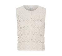 ICHI - Ärmellose Strickweste mit Lochmuster und Knopfleiste weiß - Gr. - XS