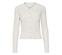 ICHI Atelier RÊVE IRFANTINE CA Damen Kurze Strickjacke Lochstrick Cardigan Strickcardigan mit Bubikragen Regular Fit, Größe:L, Farbe:Birch (130905)