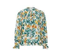 ICHI Atelier RÊVE IRMIRAS SH Damen Lange Bluse Langarm Florale Hemdbluse mit kleine Stehkragen und Lochstickerei-Details ausgestellter Ärmelabluss Regular Fit, Größe:38, Farbe:Birch (130905)