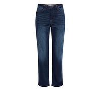 ICHI IHTWIGGY RAVEN Damen Jeans Denim Hose mit Stretch gerader Schnitt Crop Länge, Größe:34, Farbe:Dark blue (19038)