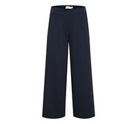 ICHI IHKATE SUS WIDE PA Damen Hose Stoffhose mit Stretch gerader Schnitt Elastikbund Crop Länge, Größe:XL, Farbe:Total Eclipse (194010)
