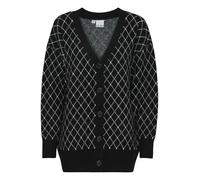 ICHI IHALVINO Damen Strickjacke Cardigan V-Ausschnitt Knopfleiste Loose fit, Größe:XL, Farbe:Black (194008)
