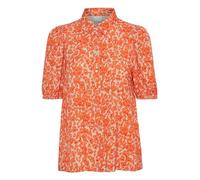 ICHI IHAYA SH Damen Bluse Shirt mit Umlegekragen Knöpfen Gemustert elastisch Regular fit, Größe:40, Farbe:Coral Rose Leo AOP (203004)