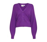 ICHI IHBOSTON Damen Strickjacke Cardigan mit Knöpfen V-Ausschnitt Puffärmel Loose fit, Größe:L, Farbe:Imperial Purple (193528)