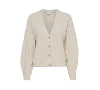 ICHI IHBOSTON Damen Strickjacke Cardigan mit Knöpfen V-Ausschnitt Puffärmel Loose fit, Größe:M, Farbe:Almond Milk (124301)