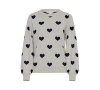 ICHI IHBRIELLE LS2 Damen Strickpullover Pullover Pulli Rundhals 43% Polyester, 35% Acryl, 22% Nylon Loose fit, Größe:XXL, Farbe:Oatmeal w. Total Eclipse (203205)