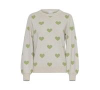 ICHI IHBRIELLE LS2 Damen Strickpullover Pullover Pulli Rundhals 43% Polyester, 35% Acryl, 22% Nylon Loose fit, Größe:S, Farbe:Oatmeal w. Green Tea (203207)